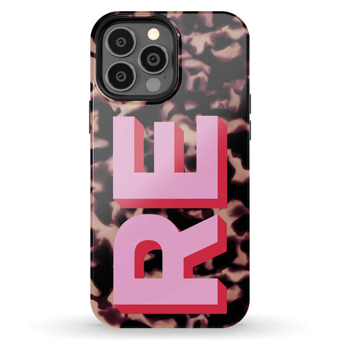 Custom 3D Initials Dark Tort iPhone Case